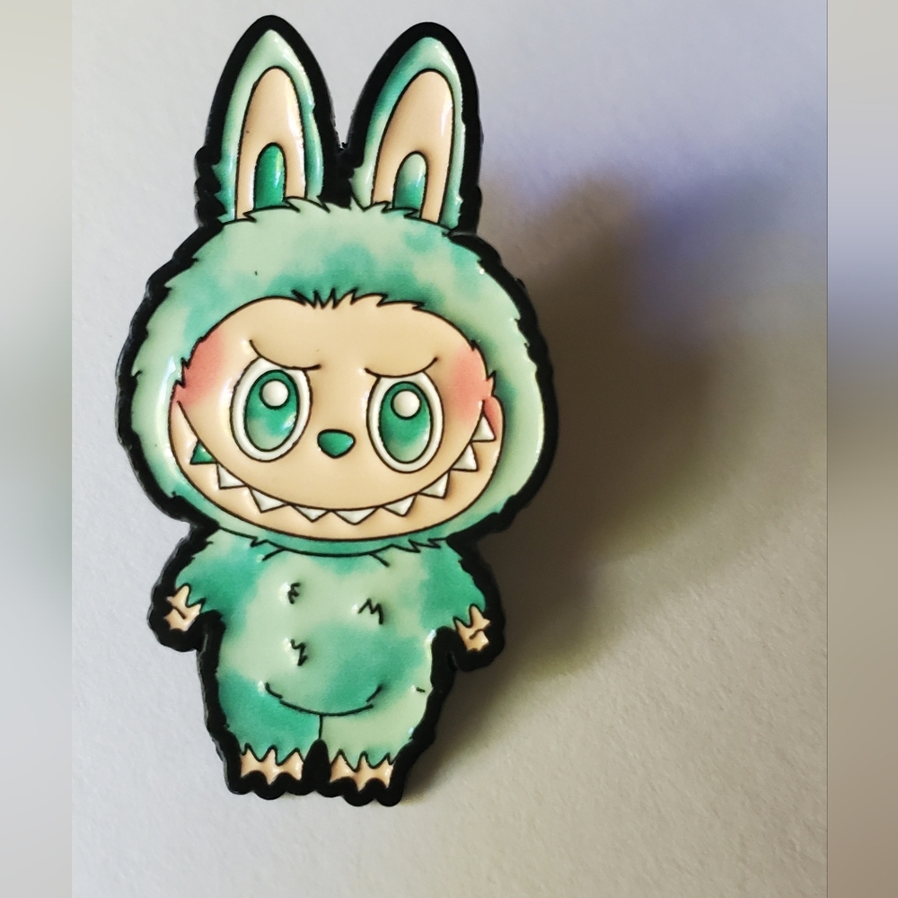 Green Labubu Lapel Pin